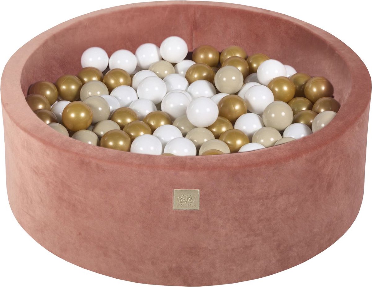 Ronde ballenbak VELVET 90x30 - Masala Rood incl 200 ballen - Wit, Beige, Goud |  je.nl